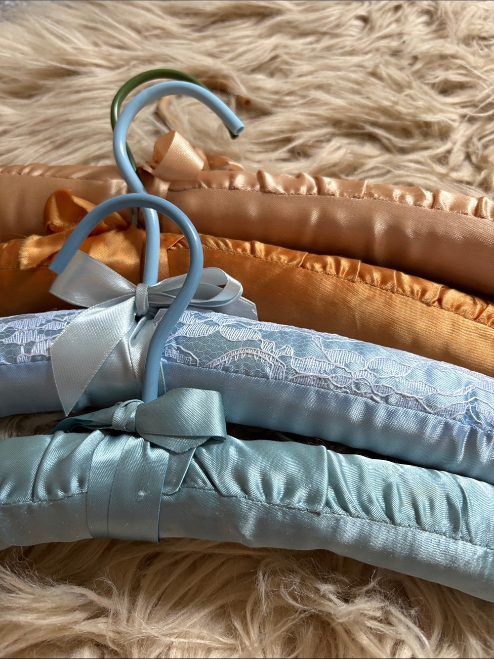 Padded Satin Vintage Hangers in Light Blue and Copper - Picture 2 of 4